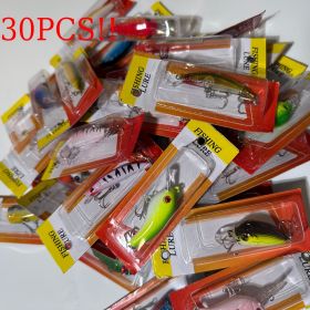 Lot 30 pcs Kinds of Fish Fishing Lures Crankbaits Hooks Minnow Baits Tackle