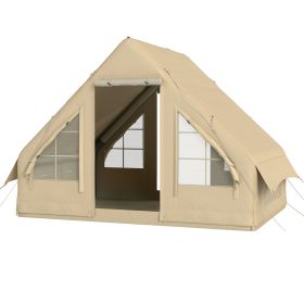Inflatable Camping Tent with Hand Pump, 4 Season Blow Up Tent, Waterproof and Windproof with Mesh Windows and Doors (Option: Sand-740x400x380 mm)
